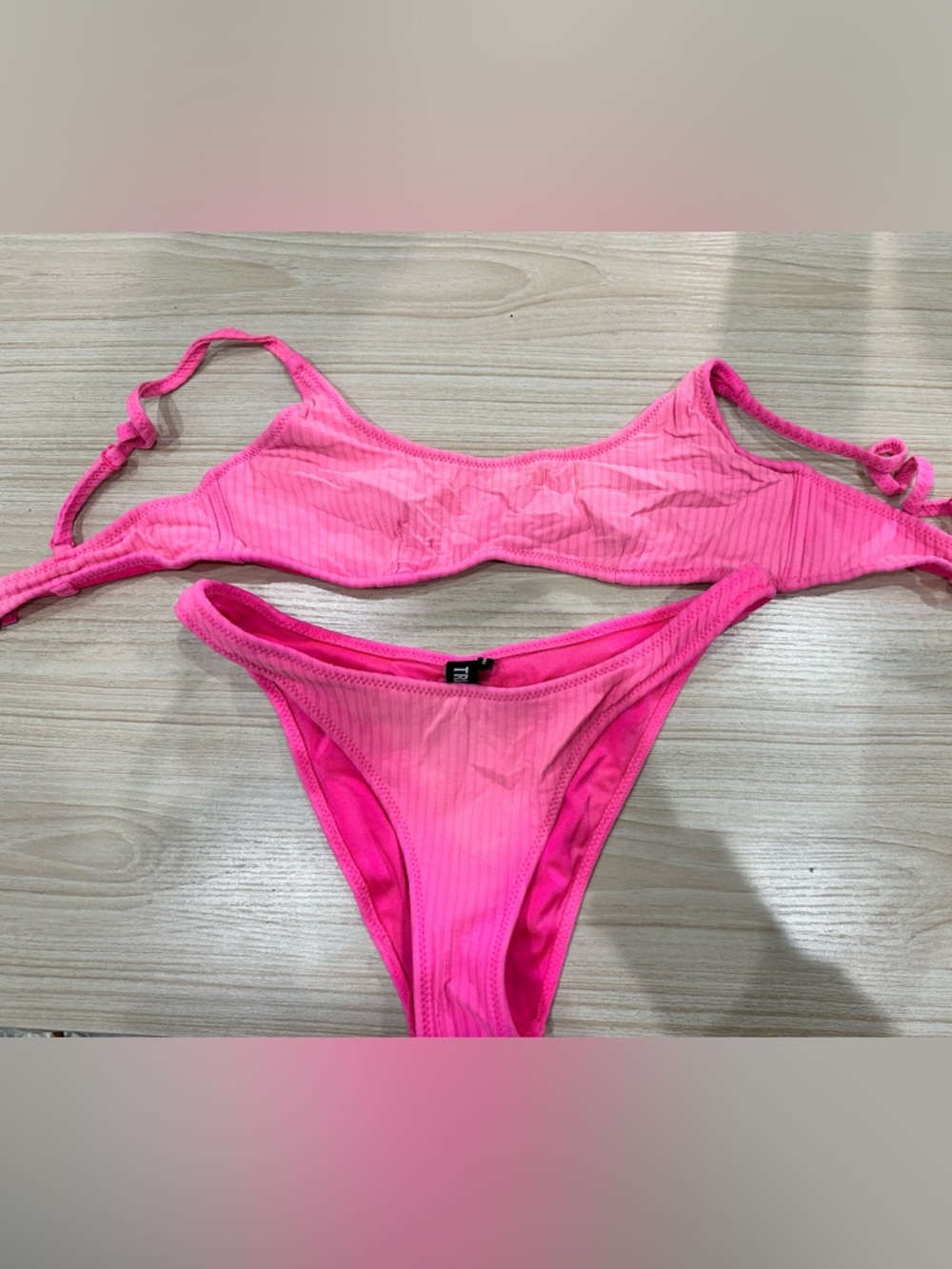 triangl swimwear Neon Hot Pink Ribbed Bikini Set